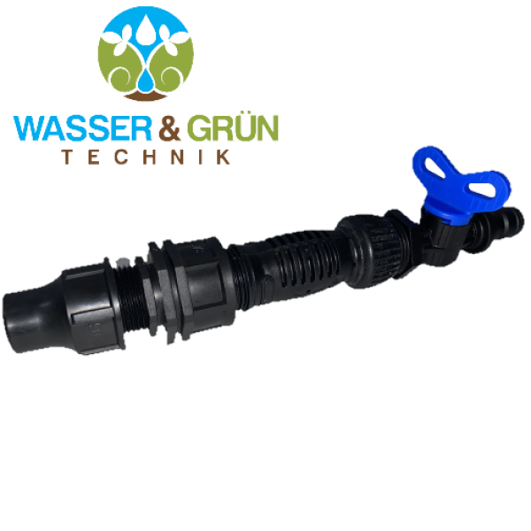 Kugelhahn, Hahnanschluss x 3/4" AG + Druckminderer 2,5 bar + Lock 16 mm